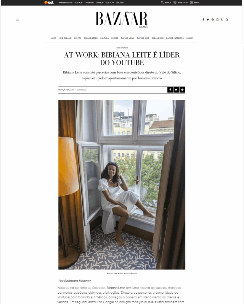 Harper’s Bazaar: At Work – Bibiana Leite é líder do YouTube.